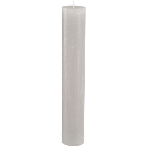 Article Grandes bougies en bâton gris clair couleur unie 50x300mm 4 pcs