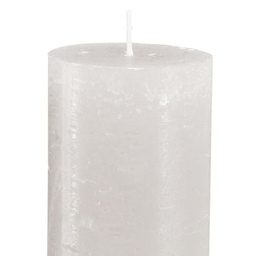 Article Grandes bougies en bâton gris clair couleur unie 50x300mm 4 pcs