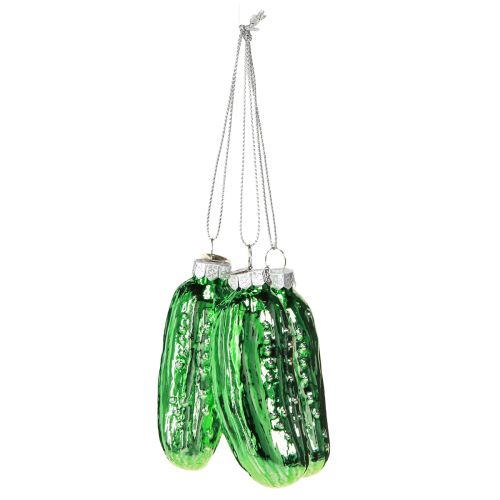 Article Concombre comme décoration de sapin de Noël Concombre de Noël en verre 8cm 3pcs