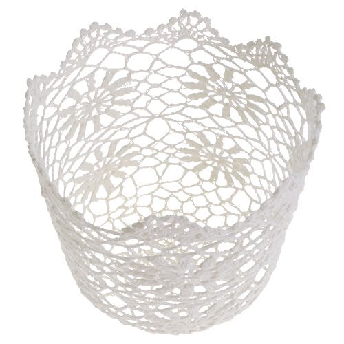 Article Cache-pot crocheté  blanc Ø 17 cm H. 15 cm