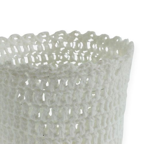 Floristik24 Pot au crochet avec insert blanc Ø11cm H9cm