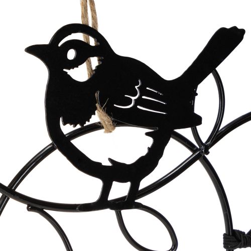 Article Décoration suspendue en métal pour oiseaux, mangeoire noire, 18 x 22,5 cm, 3 pièces