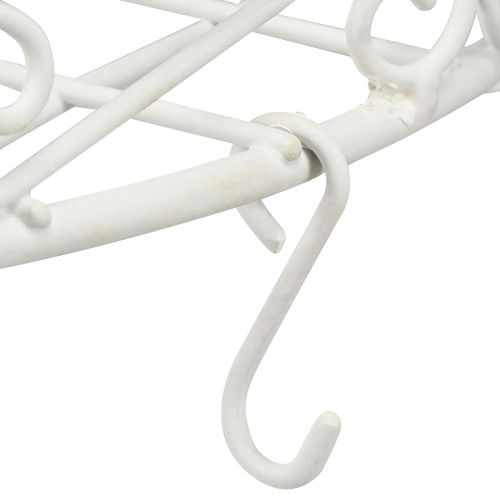Article Plateau décoration suspendu en métal avec crochets blanc Ø29,5cm H55cm
