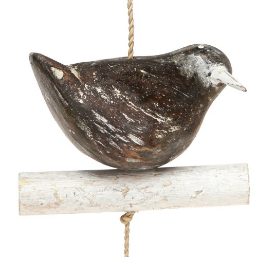 Décoration suspendue été oiseau en bois marron naturel blanc 118cm