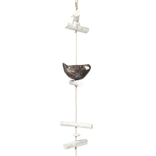 Article Décoration suspendue été oiseau en bois marron naturel blanc 118cm