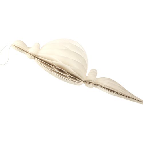 Article Décoration à suspendre Boule de Noël en papier blanc argenté H80cm
