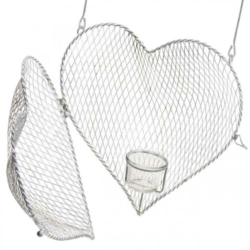 Floristik24 Décoration à suspendre cœur en fil de fer, photophore à suspendre 29×27,5cm