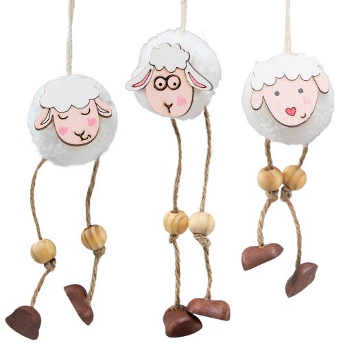 Floristik24 Décoration à suspendre décoration printemps Pâques pendentif mouton 10cm 12 pcs