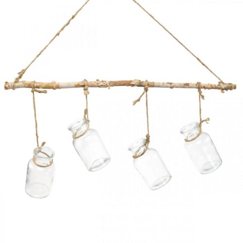 Floristik24 Décoration suspendue fenêtre en bois, vases suspendus verre L48cm H53cm