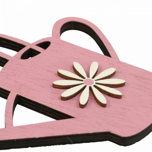 Article Décoration à suspendre arrosoir en bois déco rose cintre déco 14x12cm 6pcs