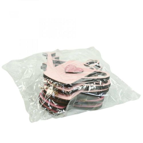 Article Décoration à suspendre arrosoir en bois déco rose cintre déco 14x12cm 6pcs