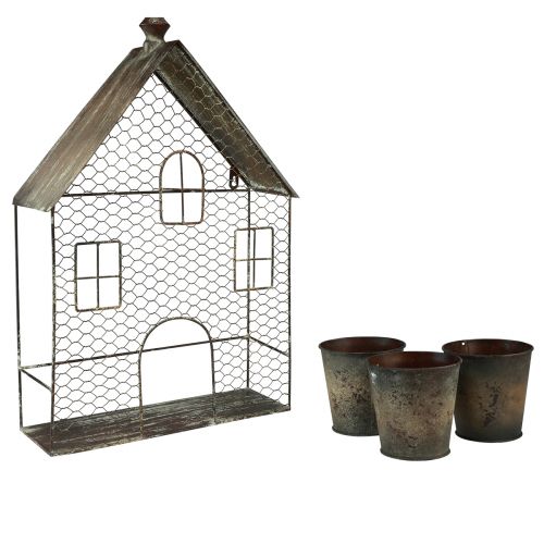 Floristik24 Décoration à suspendre en métal, décoration murale de maison, rouille, 3 pots 60cm