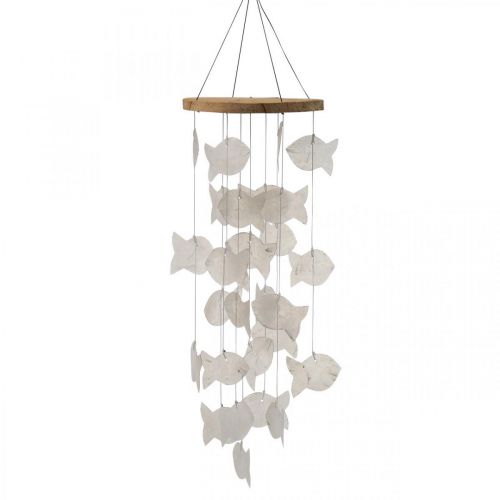 Floristik24 Décoration à suspendre coquillages Capiz carillon éolien jardin Ø12cm L49cm