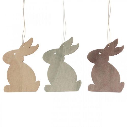 Floristik24 Décoration à suspendre de Pâques, lapin de Pâques en bois, pendentif de Pâques 12cm 12 pièces