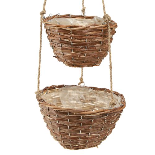 Floristik24 Panier à fleurs suspendu 2 paniers bois naturel Ø20cm/26cm