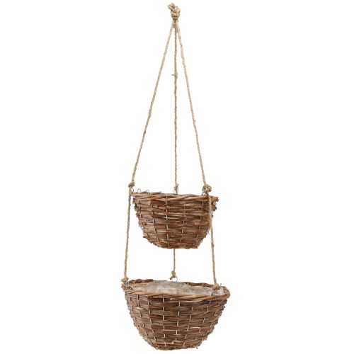 Article Panier à fleurs suspendu 2 paniers bois naturel Ø20cm/26cm