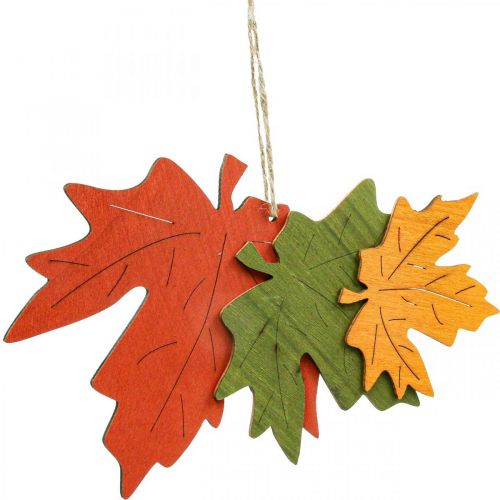 Article Pendentif déco automne feuilles de bois feuille d'érable 22cm 4pcs
