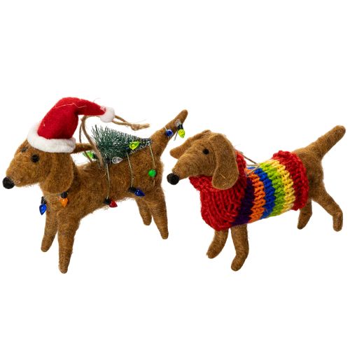 Ornement décoratif en forme de teckel pour sapin de Noël, 16 cm, lot de 2 acheter | Floristik24.be