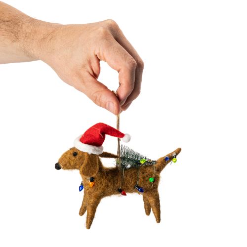 Ornement décoratif en forme de teckel pour sapin de Noël, 16 cm, lot de 2 | Floristik24.be