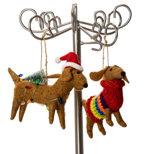 Ornement décoratif en forme de teckel pour sapin de Noël, 16 cm, lot de 2 | Floristik24.be