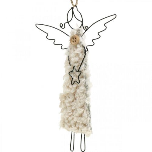 Floristik24 Pendentif ange ange de Noël noir, crème 13,5cm 4pcs