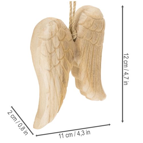 Pendentif aile d'ange en bois pour décoration suspendue 12 cm | Floristik24.be