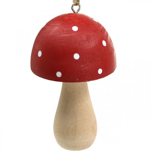 Article Agaric tue-mouches champignons décoratifs champignon en bois à suspendre H8.5cm 6pcs