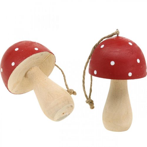 Floristik24 Agaric tue-mouches champignons décoratifs champignon en bois à suspendre H8.5cm 6pcs