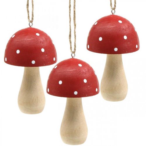 Floristik24 Agaric tue-mouches champignons décoratifs champignon en bois à suspendre H8.5cm 6pcs