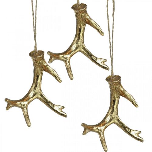 Floristik24 Pendentif de Noël déco bois de cerf décoration d&#39;arbre or 7,5cm 6pcs