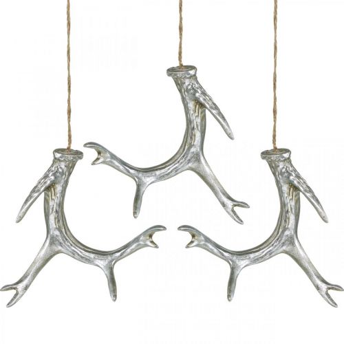 Floristik24 Pendentif de Noël décoration bois de l&#39;Avent argent 15cm 4 pcs