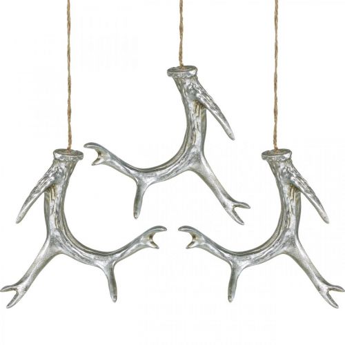 Floristik24 Pendentif de Noël déco bois de l&#39;avent argent 15cm 4pcs