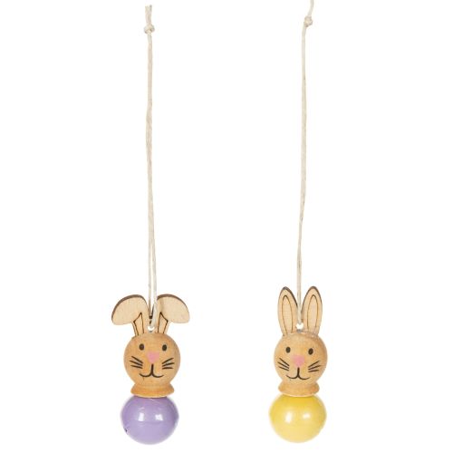 Article Pendentifs décoratifs en bois en forme de lapin de Pâques pour le printemps et le sapin de Pâques, 4 cm, lot de 12