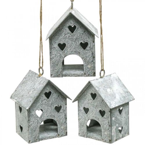 Floristik24 Roulotte de Noël maison en métal Shabby Chic H9.5cm 3pcs