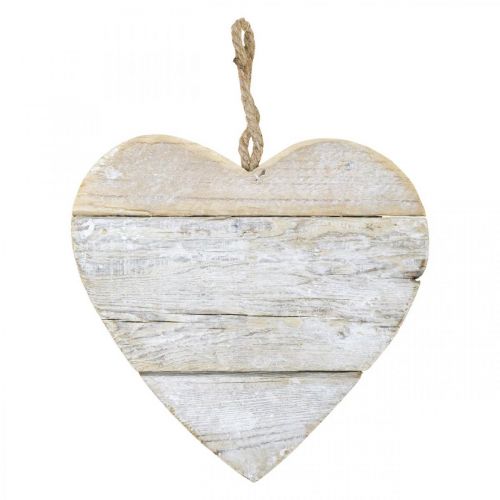 Floristik24 Coeur en bois, coeur décoratif à suspendre, coeur déco blanc 20cm