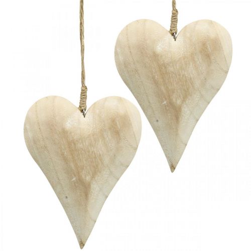 Coeur en bois, coeur décoratif à suspendre, décoration coeur H16cm 2pcs