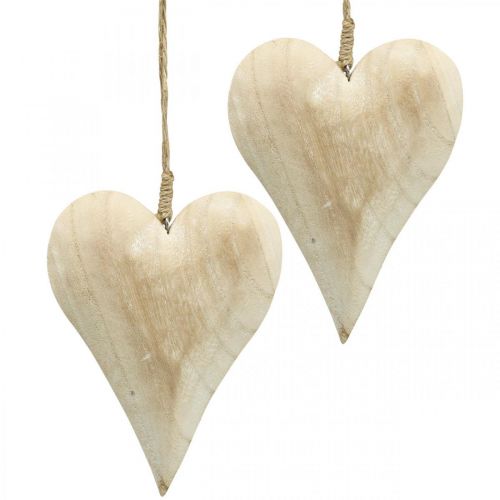 Floristik24 Coeur en bois, coeur décoratif à suspendre, décoration coeur H16cm 2 pcs