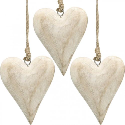 Floristik24 Coeur en bois, coeur décoratif à suspendre, décoration coeur H13cm 4 pcs