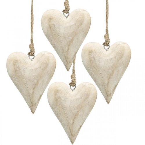 Floristik24 Coeur en bois, coeur décoratif à suspendre, décoration coeur H10cm 4pcs