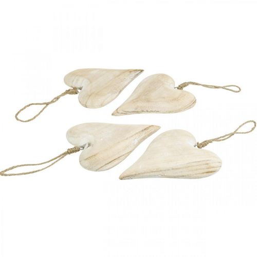 Article Coeur en bois, coeur décoratif à suspendre, décoration coeur H13cm 4 pcs