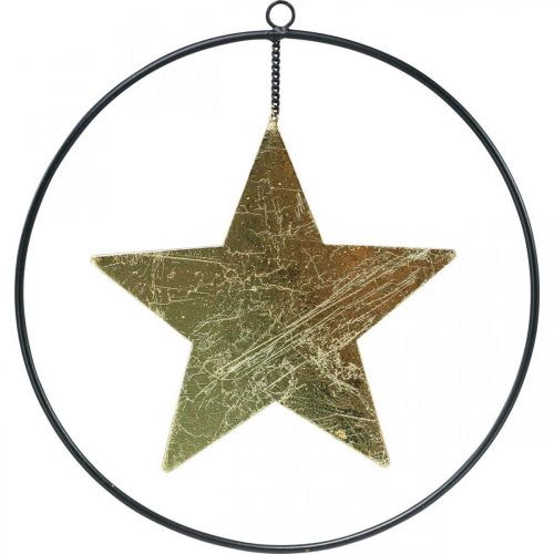 Article Pendentif étoile de décoration de Noël or noir 12,5cm 3pcs