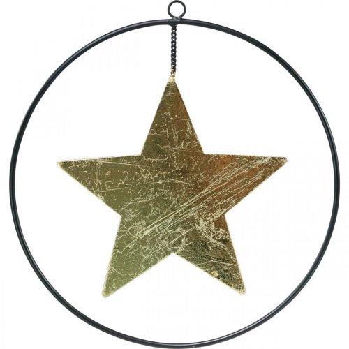 Pendentif étoile de décoration de Noël or noir 12,5cm 3pcs