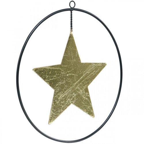 Article Pendentif étoile de décoration de Noël or noir 12,5cm 3pcs