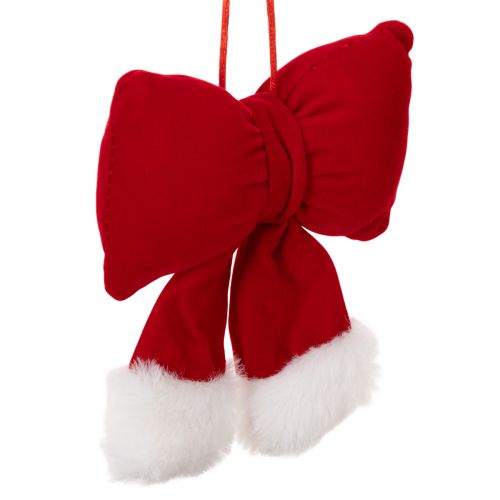 Nœud en tissu flanelle avec bordure en peluche, à suspendre, 15 cm acheter | Floristik24.be