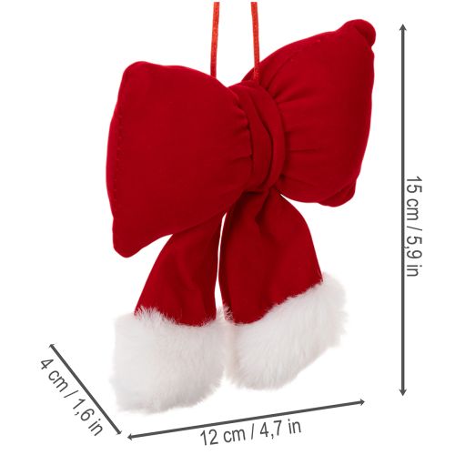 Nœud en tissu flanelle avec bordure en peluche, à suspendre, 15 cm | Floristik24.be
