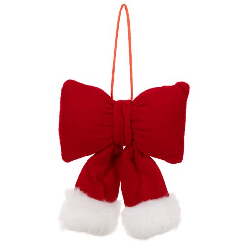 Nœud en tissu flanelle avec bordure en peluche, à suspendre, 15 cm | Floristik24.be