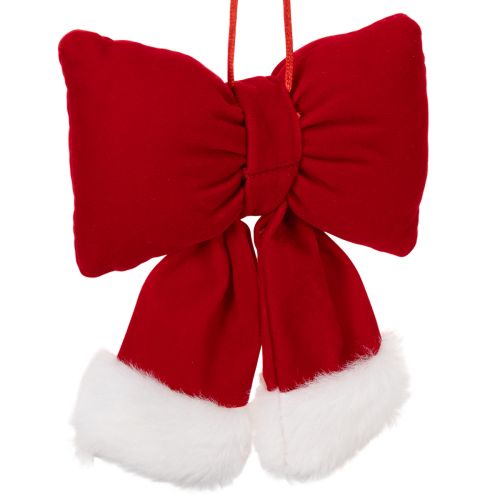 Nœud en tissu flanelle avec bordure en peluche, à suspendre, 15 cm | Floristik24.be