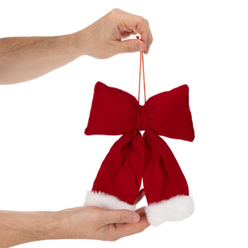 Nœud décoratif en flanelle avec bordure en peluche pour suspendre, 25 cm | Floristik24.be