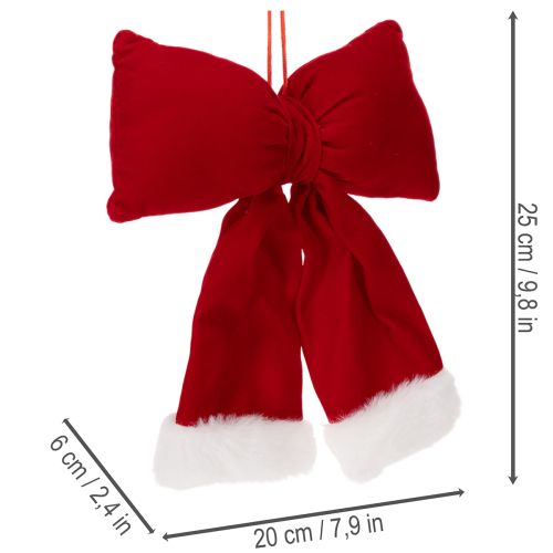 Nœud décoratif en flanelle avec bordure en peluche pour suspendre, 25 cm | Floristik24.be