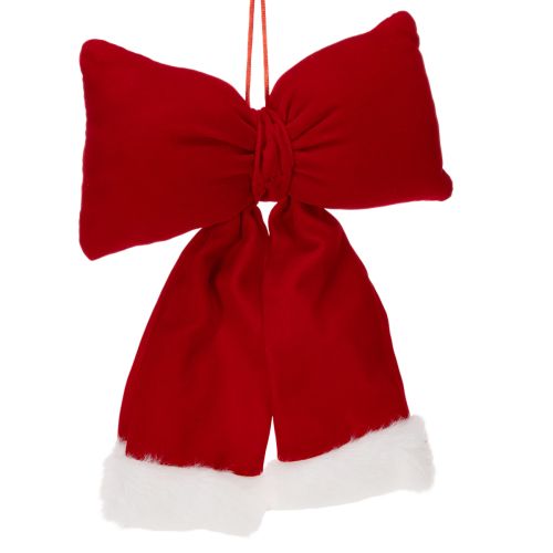 Nœud décoratif en flanelle avec bordure en peluche pour suspendre, 25 cm | Floristik24.be